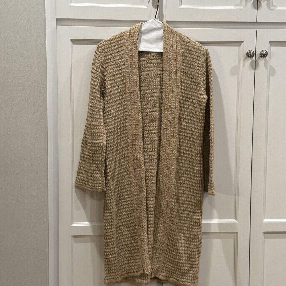 Sigrid Olsen Sport Women's Tan Knit Open Long Cardigan Sweater Sz XS